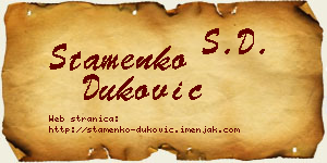 Stamenko Duković vizit kartica